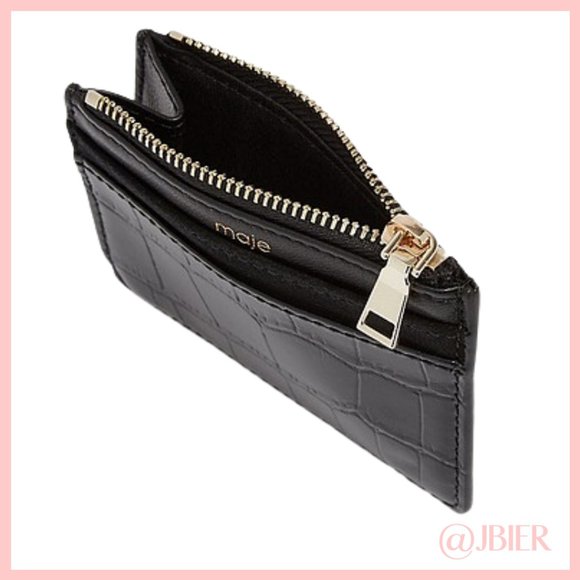 Maje Embossed Crocodile Leather Card Holder - Picture 4 of 4